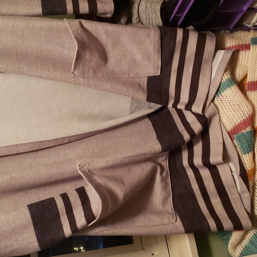 Lularoe small Caroline grey with navy stripes